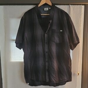 Vans Men's Dark Plaid Button Down Shirt